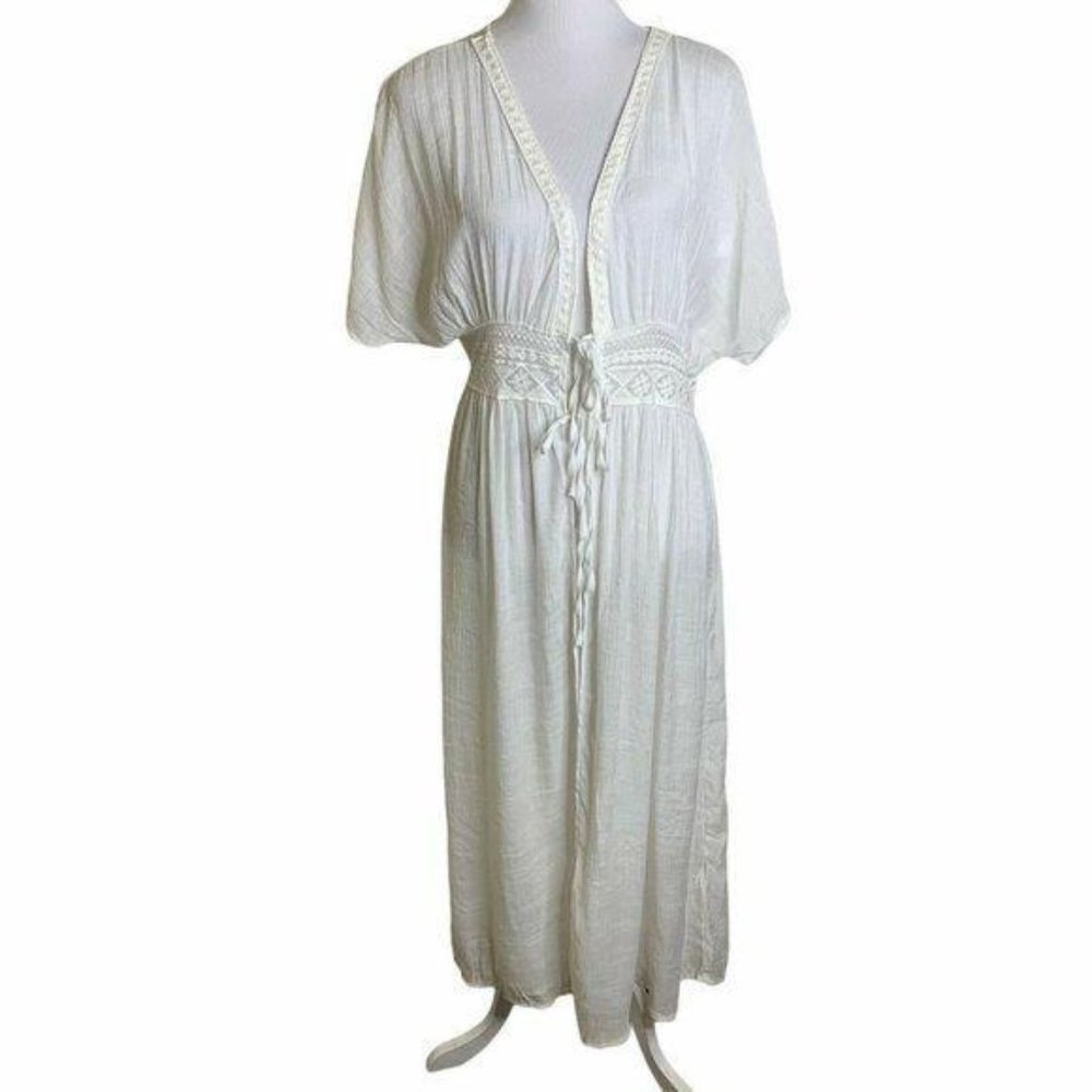 Womens Crochet Lace Waist Tie Kimono Cover Up